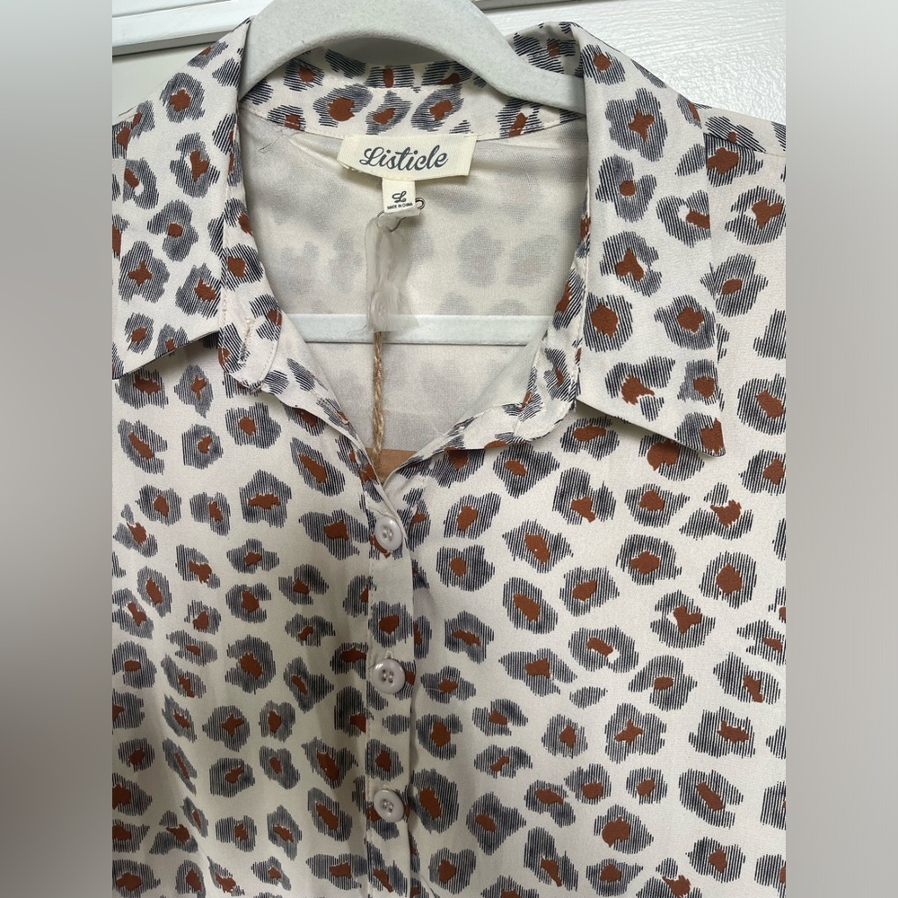 NWT Listicle boutique leopard print babydoll dress L - Picture 6 of 6